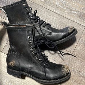 ALL Leather FRYE boots. One of a kind piece. Cool distressed leather. BRAND NEW